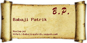 Babaji Patrik névjegykártya