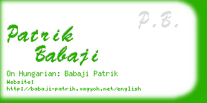 patrik babaji business card